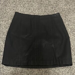 Free People Black Leather Mini Skirt